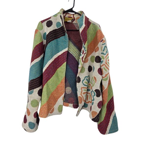 VINTAGE PAINTED PONY XL TAPESTRY COTTON BOHO LAGENLOOK OPEN FRONT JACKET - Picture 1 of 6